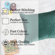 Both Side Quilted Velvet Rectangular Cushion Cover (Set of 2), Green